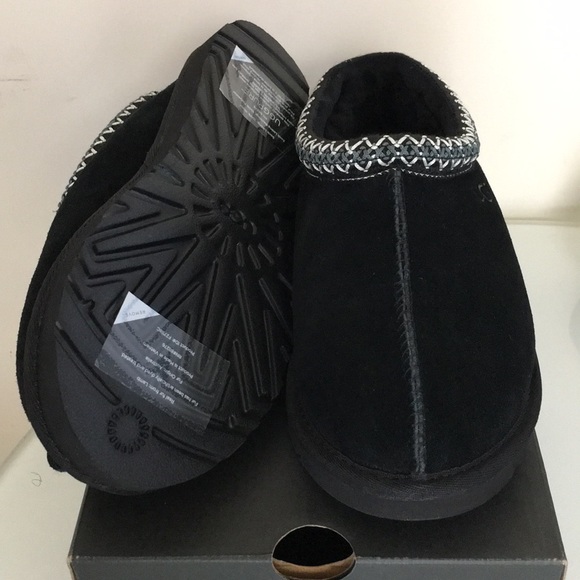 Ugg Tasman Black Suede Sheepskin Slippers Loafers - Picture 3 of 8